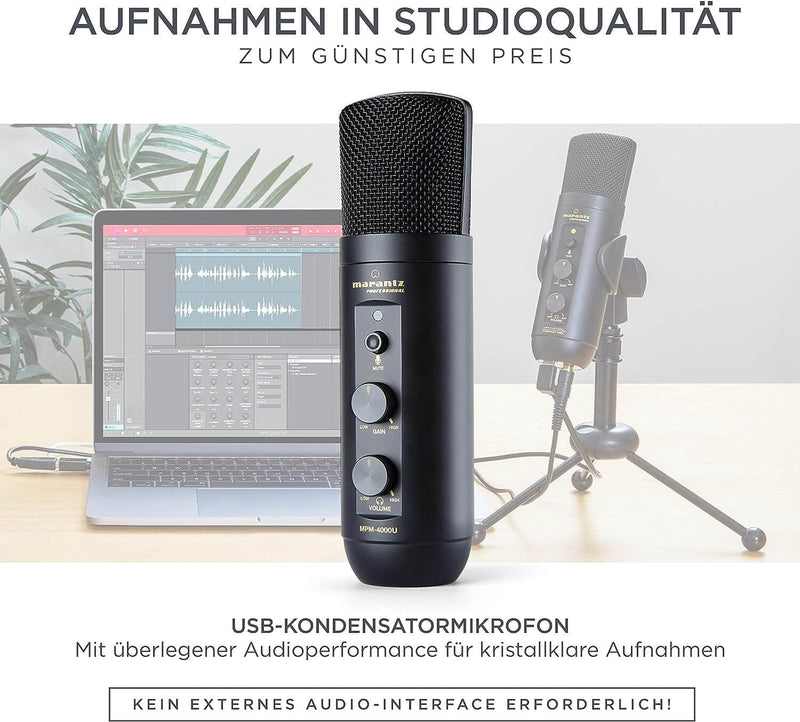 Marantz MPM-4000U USB-Podcasting-Mikrofon mit integriertem Mischpult und Kopfhörerausgang