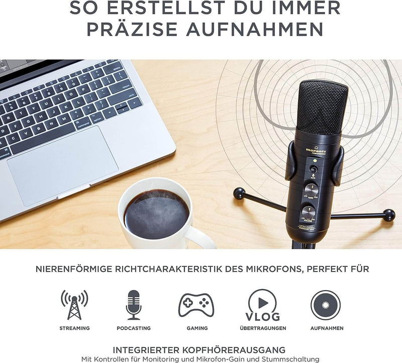 Marantz MPM-4000U USB-Podcasting-Mikrofon mit integriertem Mischpult und Kopfhörerausgang