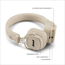 Casque supra-auriculaire Bluetooth Marshall Major V Crème
