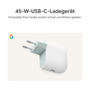 Google 45W USB-C Power Adapter Schnellladegerät Snow weiß
