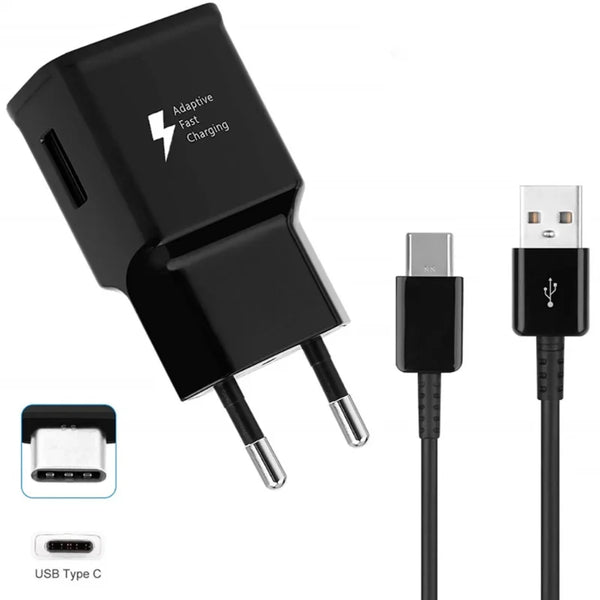 Adaptateur secteur Samsung EP-TA200 + câble USB-C noir