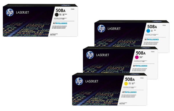 Lot de 4 toners HP d'origine 508A noir, cyan, magenta, jaune (CF360A, CF361A, CF362A, CF363A)
