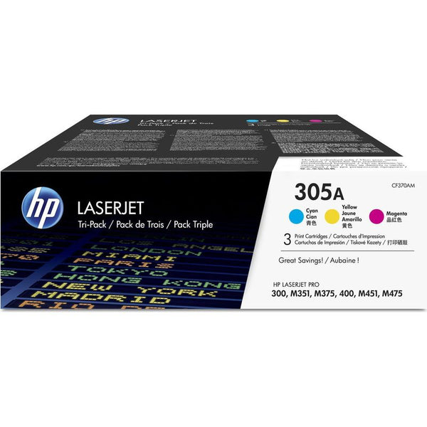 HP Original 305A Toner Cyan, Magenta, Jaune (CF370AM) Lot de 3 Lot de 3