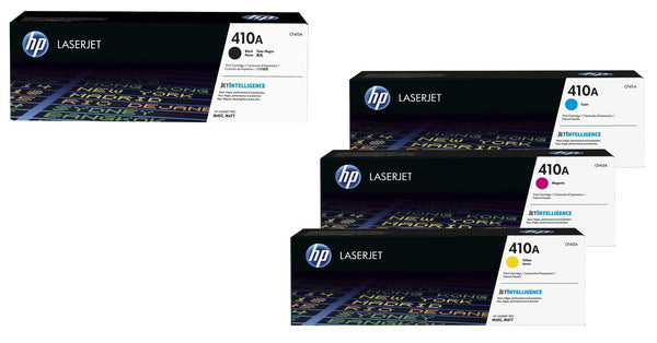 Lot de 4 toners HP Original 410A cyan, magenta, jaune, noir (CF411A, CF413A, CF412A, CF410A)