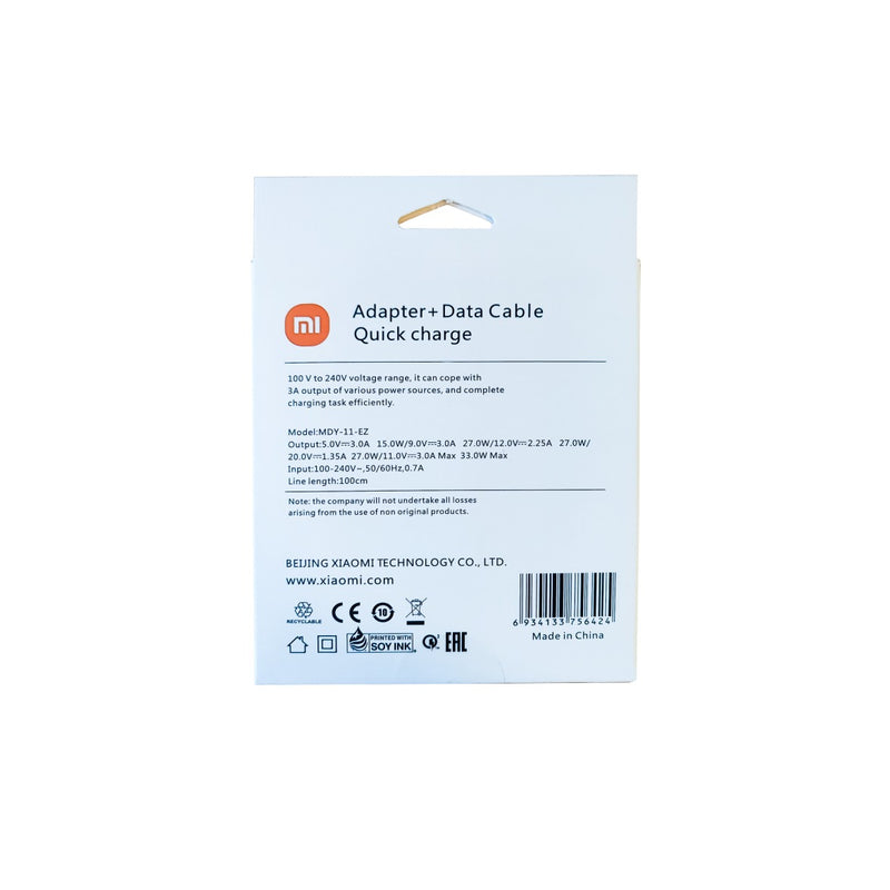 Xiaomi Mi MDY-11-EZ Chargeur 33W 3A Câble USB-C Adaptateur secteur Chargeur