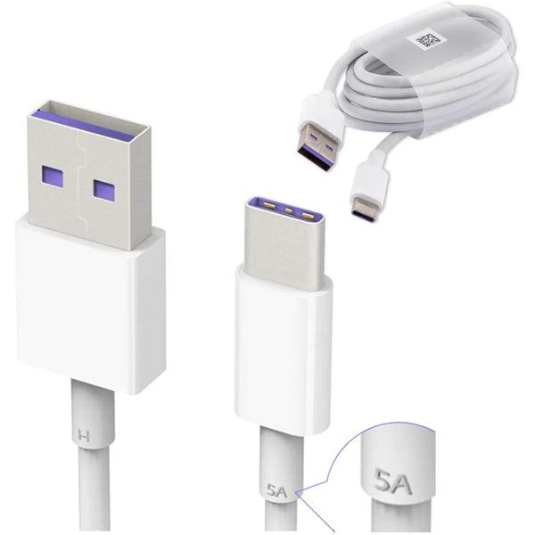 Câble de charge ultra rapide Huawei Original HL1289 5A USB 3.1 Type C blanc (pour P9/Plus/P10/Plus/Mate 9/Nova/2)