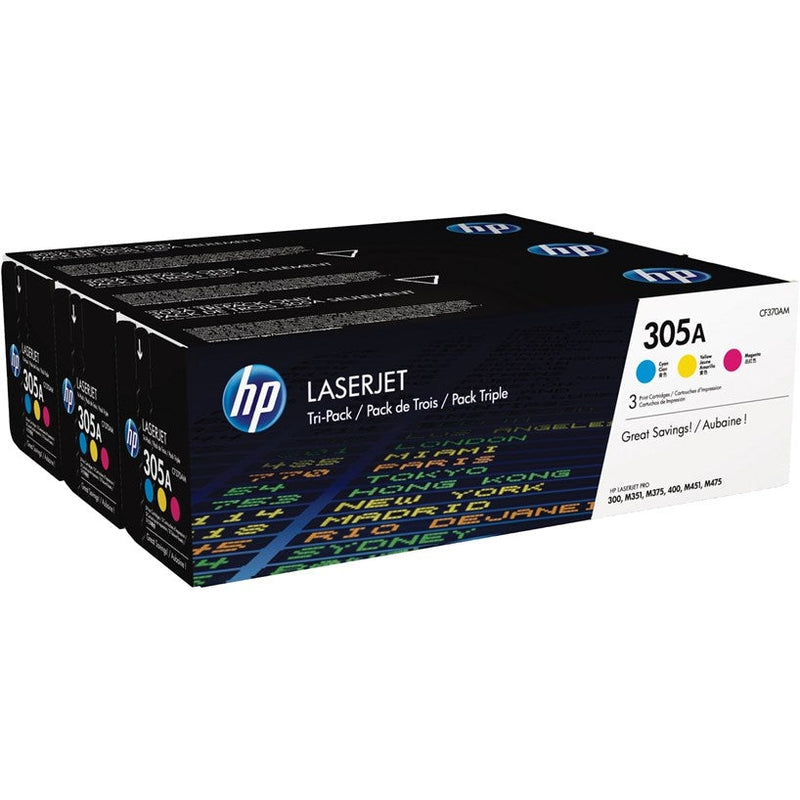 HP Original 305A Toner Cyan, Magenta, Jaune (CF370AM) Lot de 3 Lot de 3