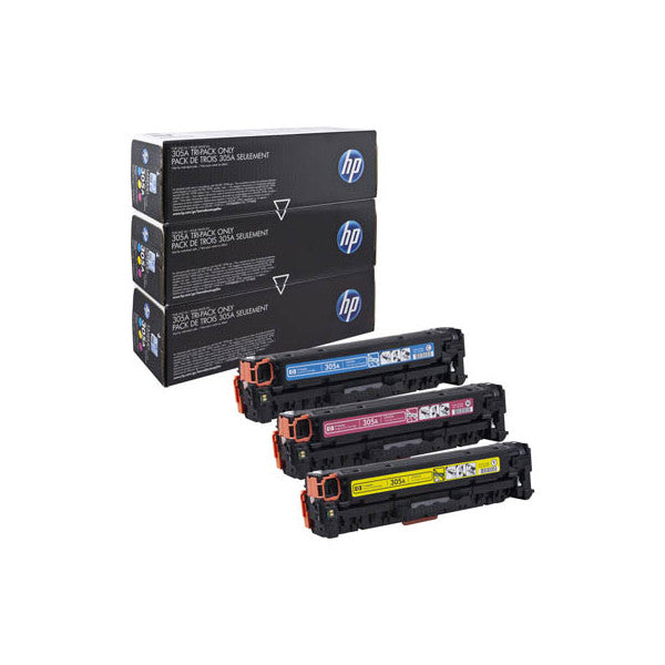 HP Original 305A Toner Cyan, Magenta, Jaune (CF370AM) Lot de 3 Lot de 3