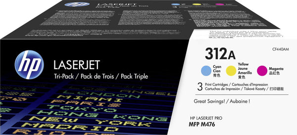 HP Original 312A Toner Cyan, Magenta, Jaune (CF440AM) Lot de 3 Lot de 3